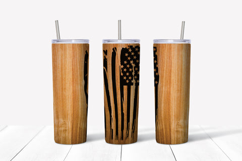 Wood Grain - Light - Distressed American Flag Tumbler