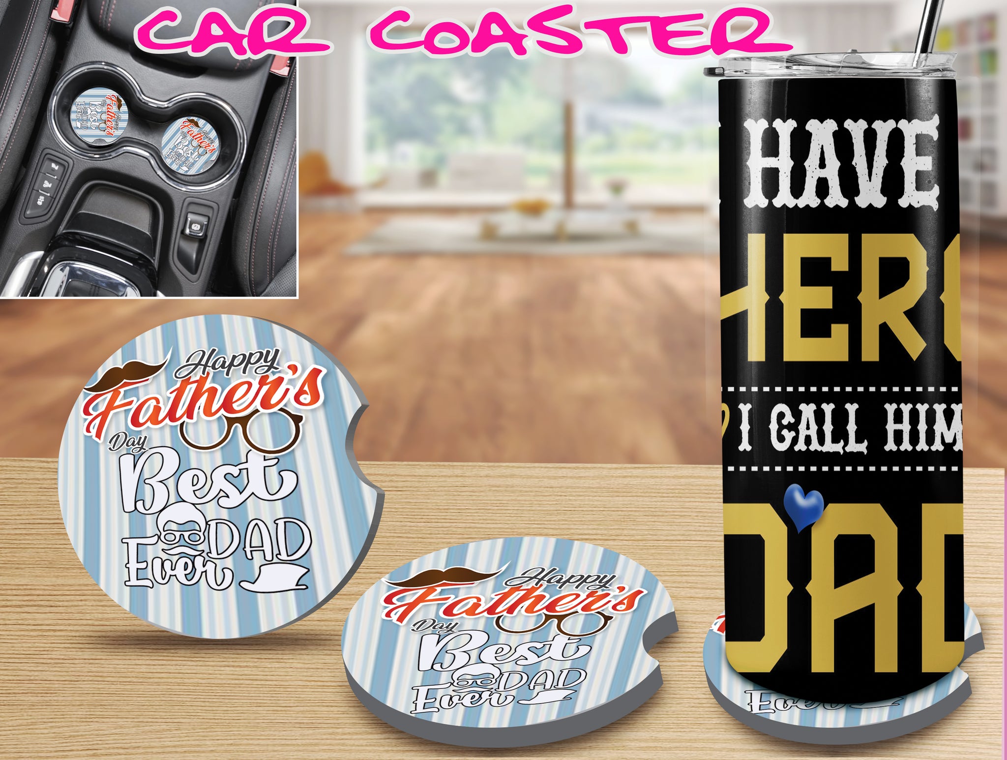 Best Dad Ever Car Coaster